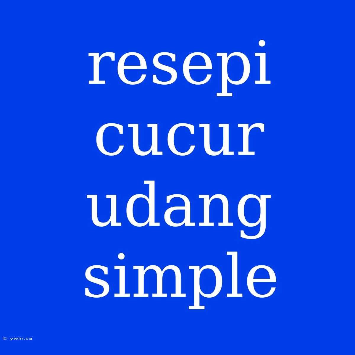 Resepi Cucur Udang Simple