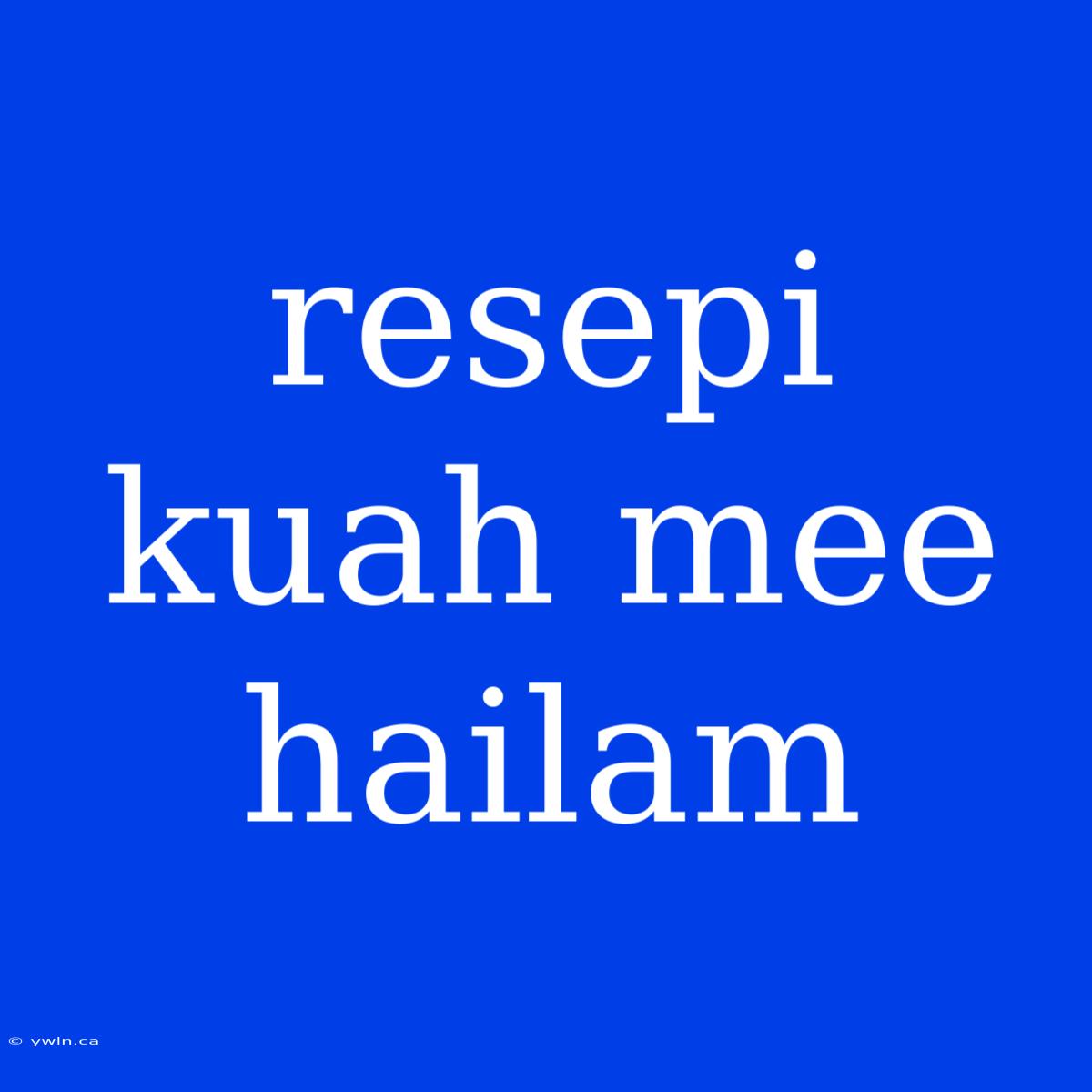 Resepi Kuah Mee Hailam