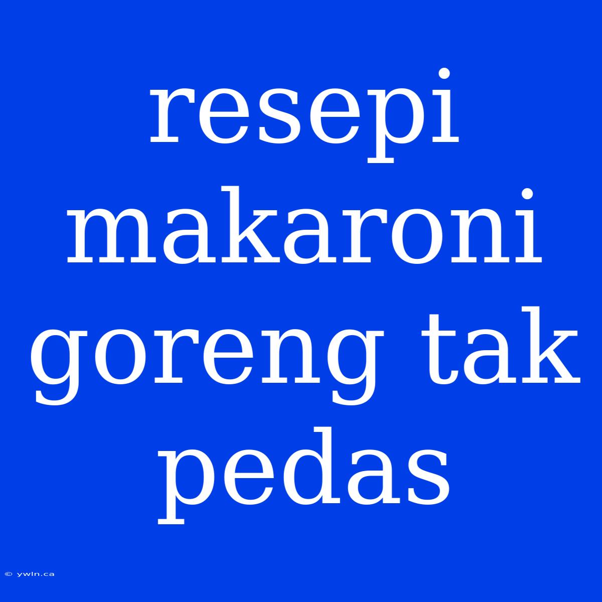 Resepi Makaroni Goreng Tak Pedas