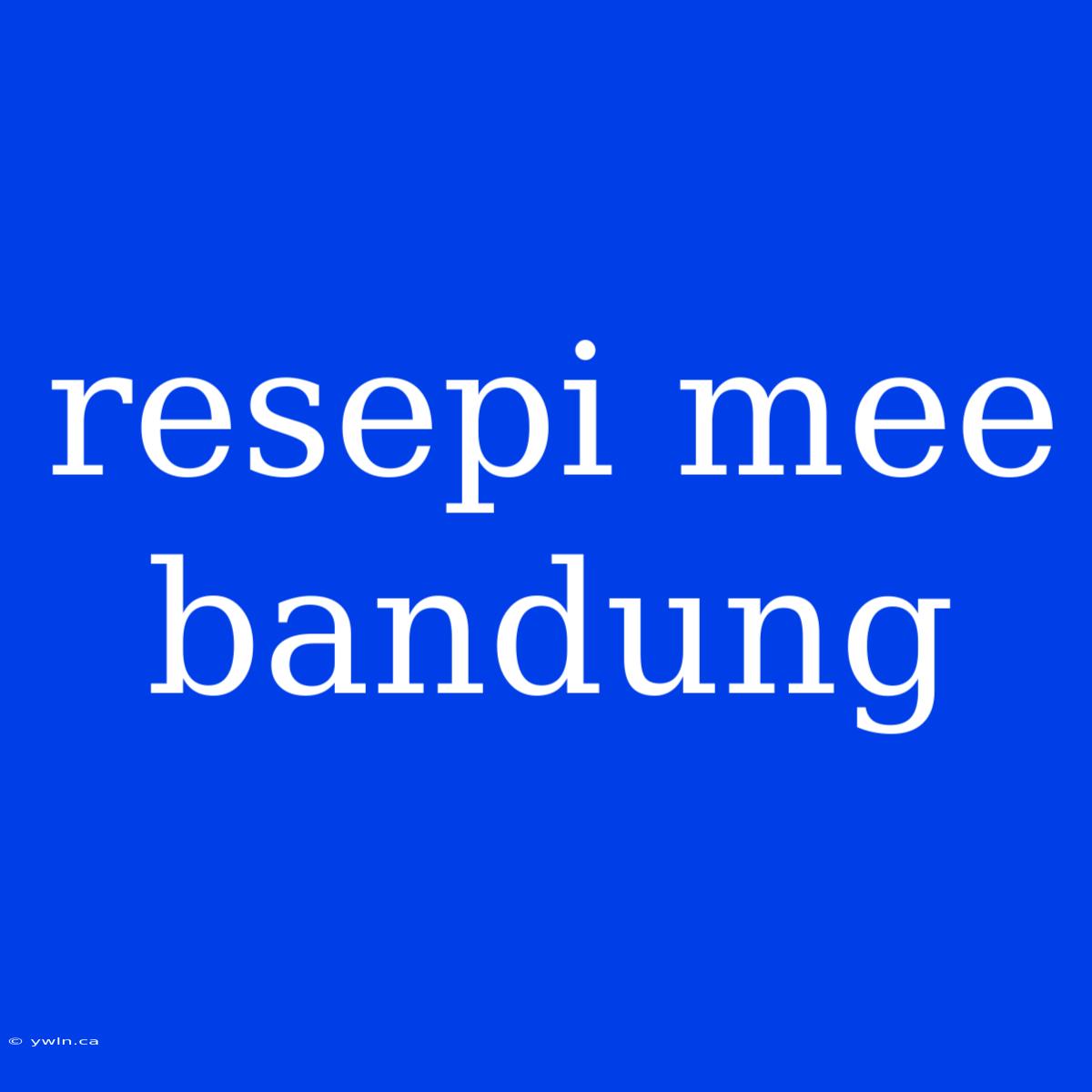 Resepi Mee Bandung