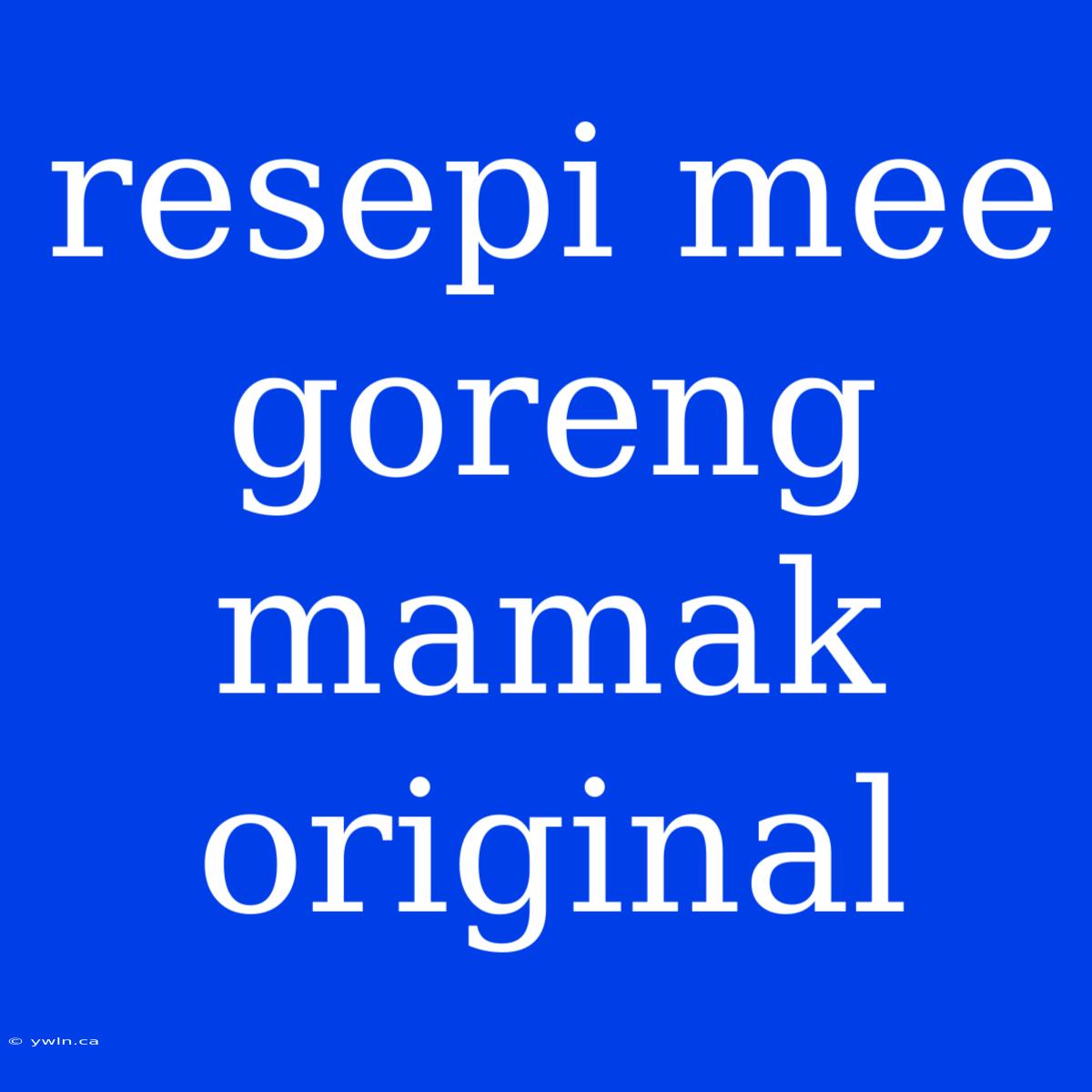 Resepi Mee Goreng Mamak Original