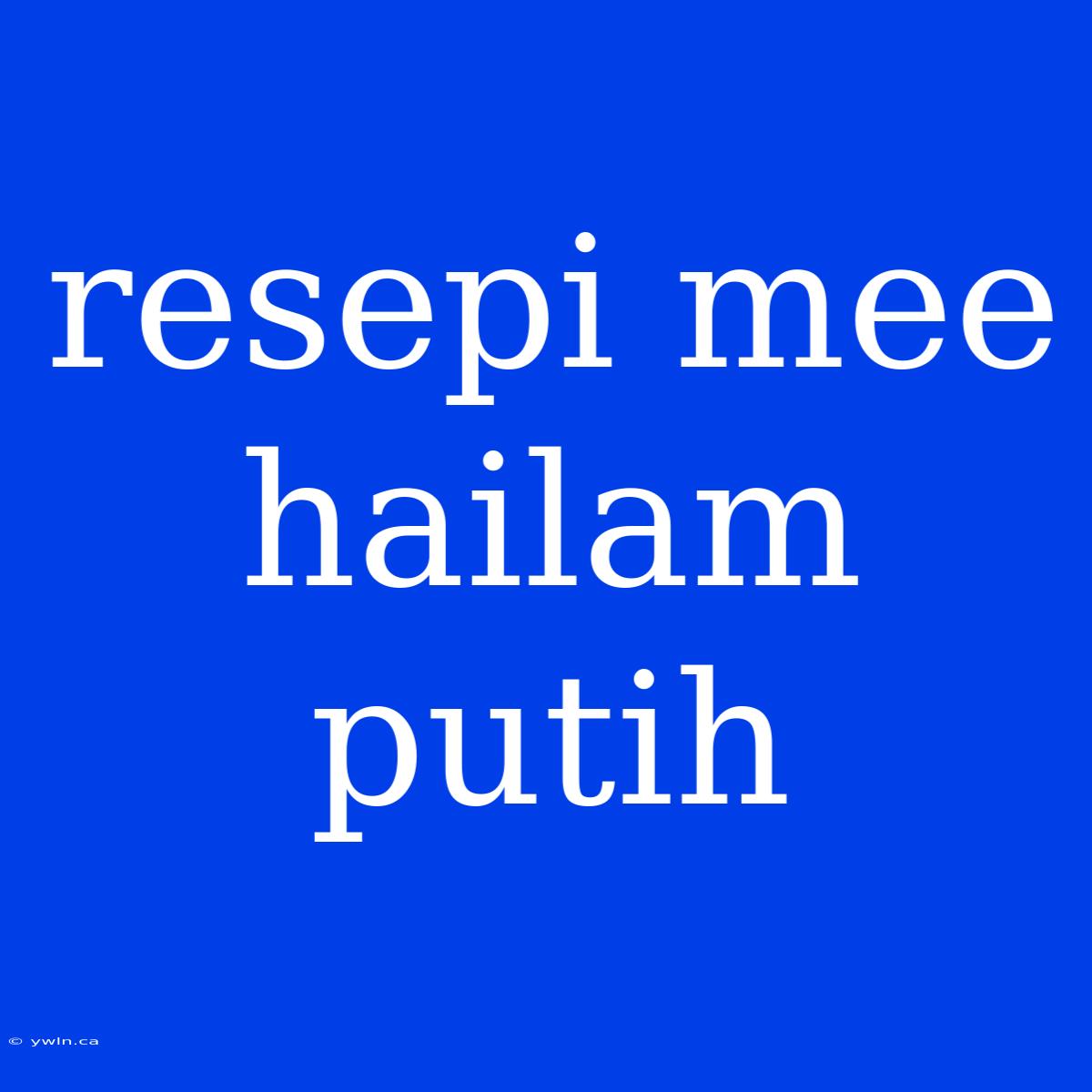 Resepi Mee Hailam Putih