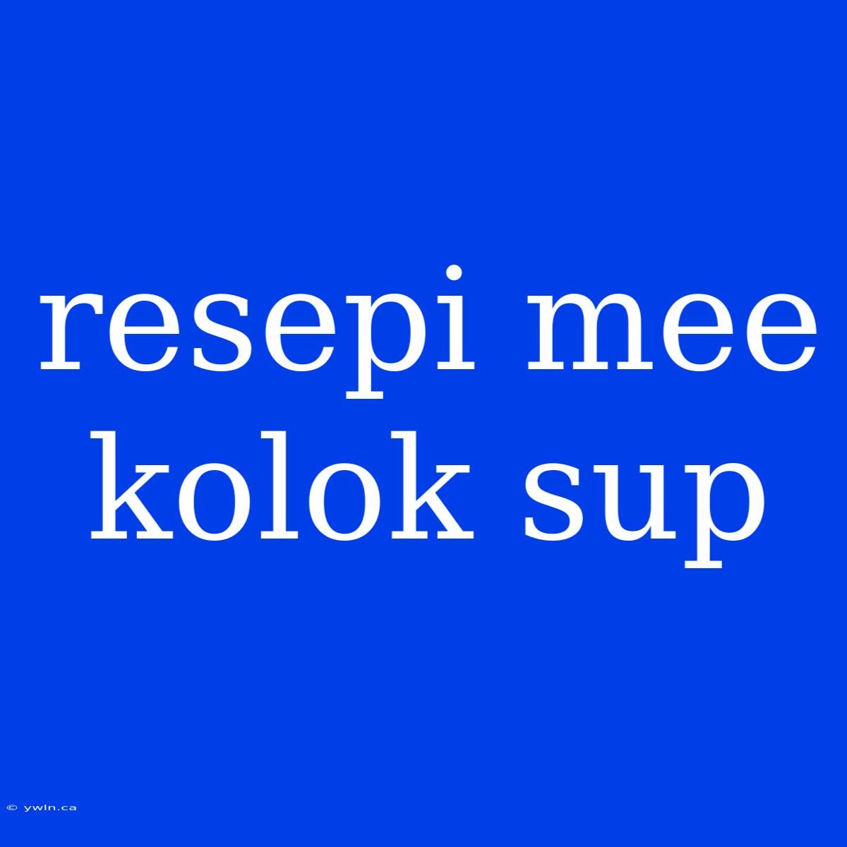 Resepi Mee Kolok Sup