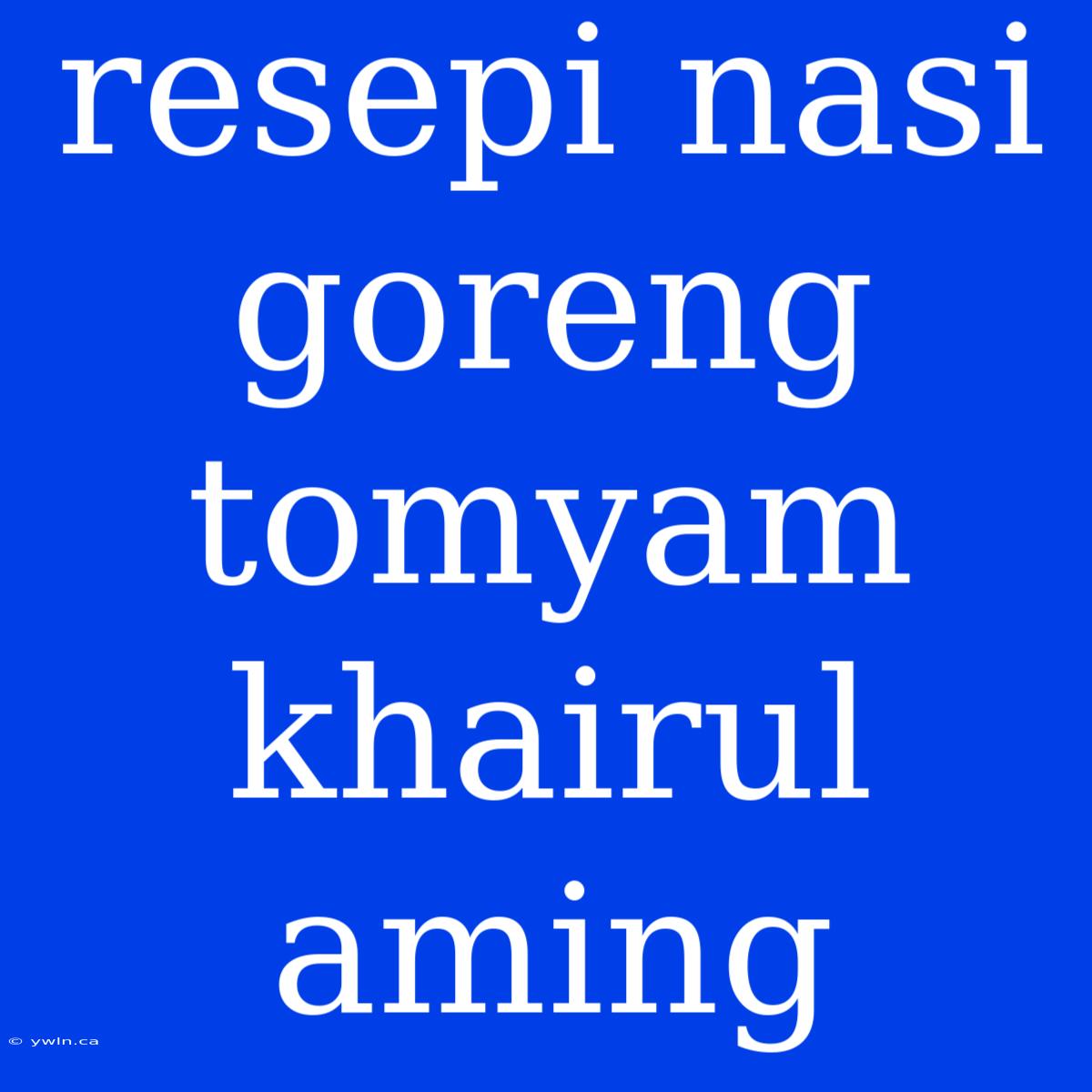 Resepi Nasi Goreng Tomyam Khairul Aming