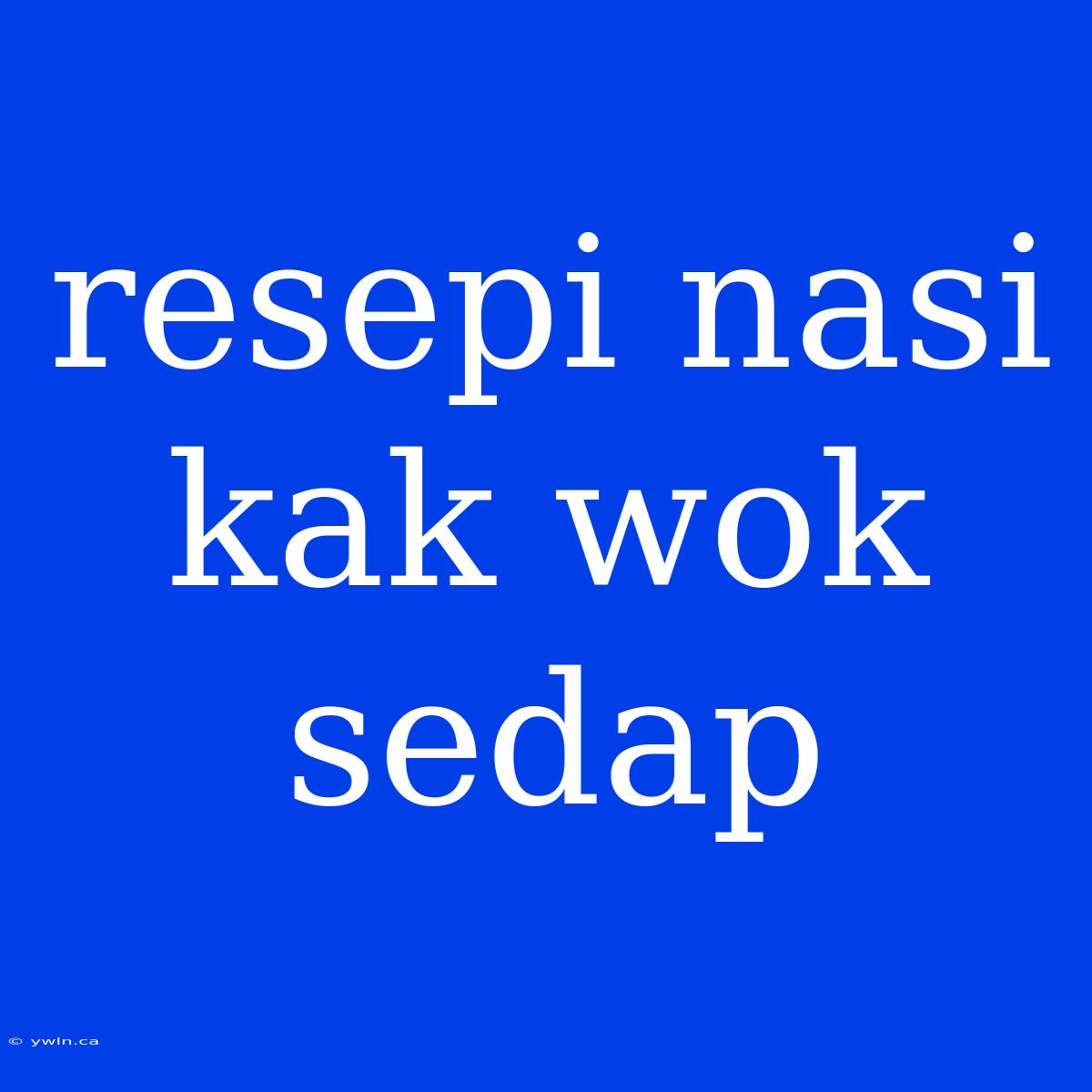 Resepi Nasi Kak Wok Sedap