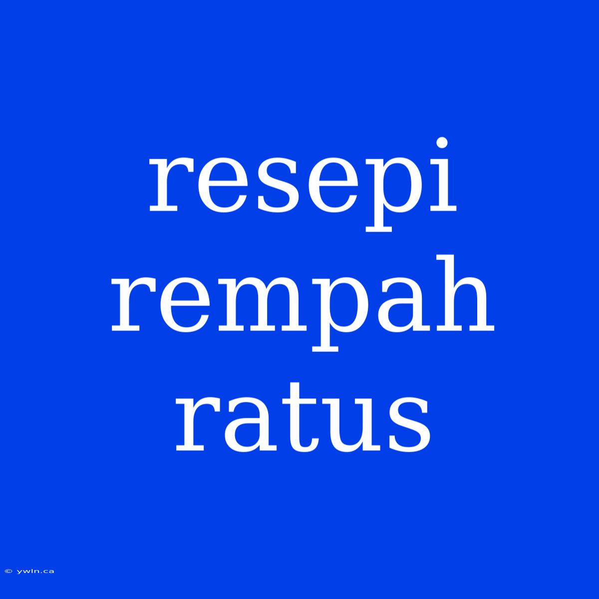 Resepi Rempah Ratus