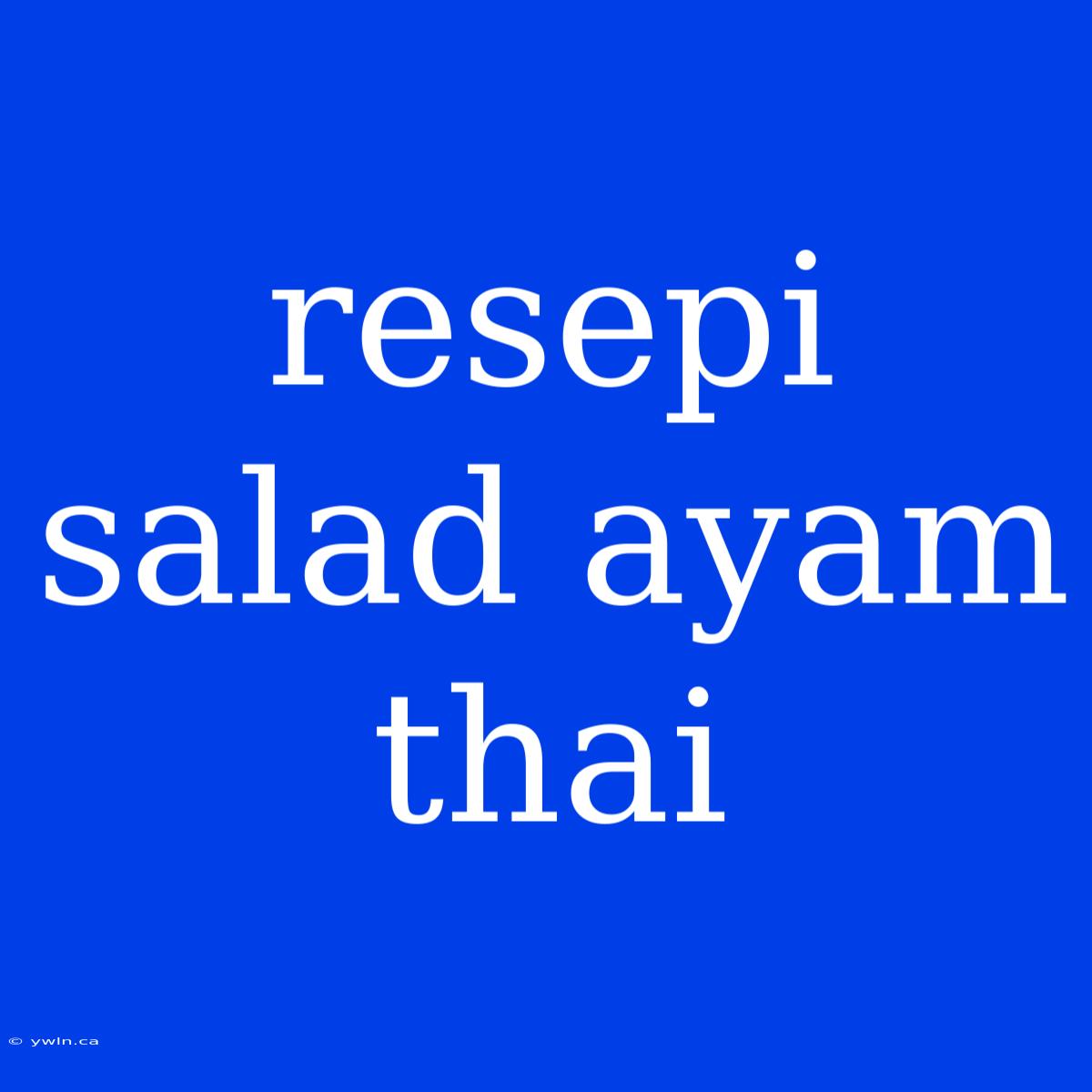 Resepi Salad Ayam Thai