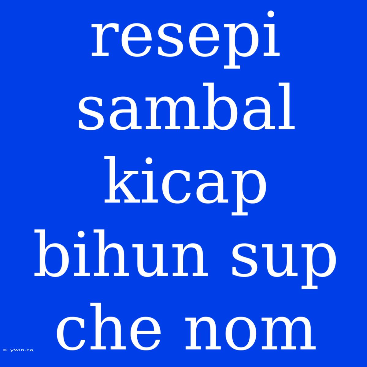 Resepi Sambal Kicap Bihun Sup Che Nom