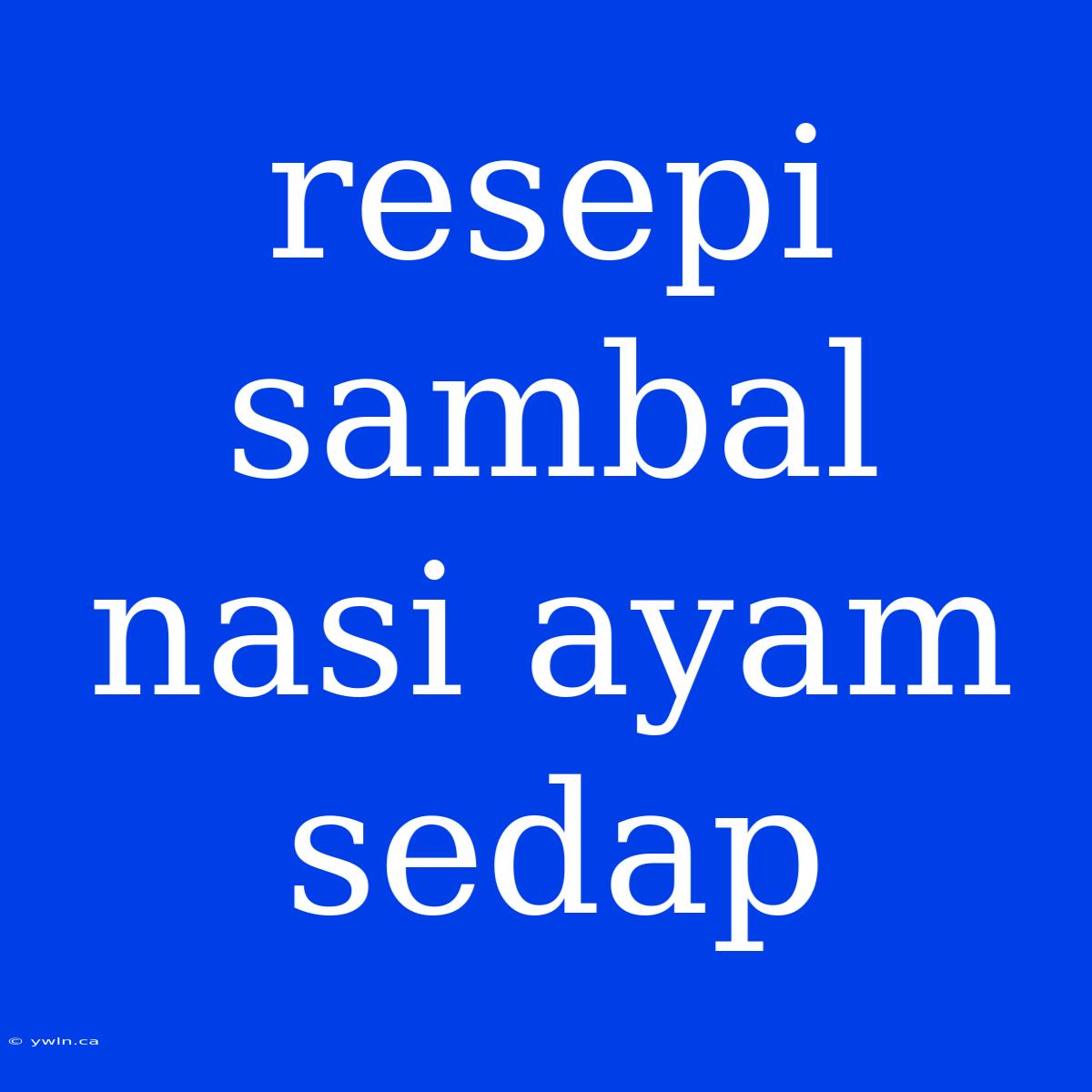 Resepi Sambal Nasi Ayam Sedap