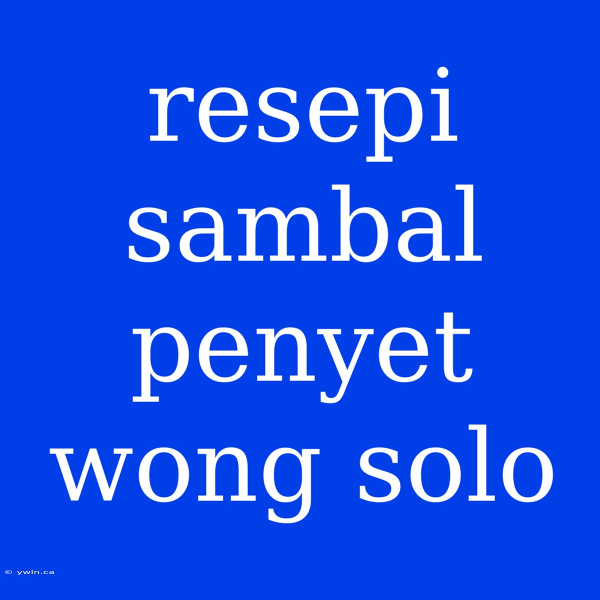 Resepi Sambal Penyet Wong Solo