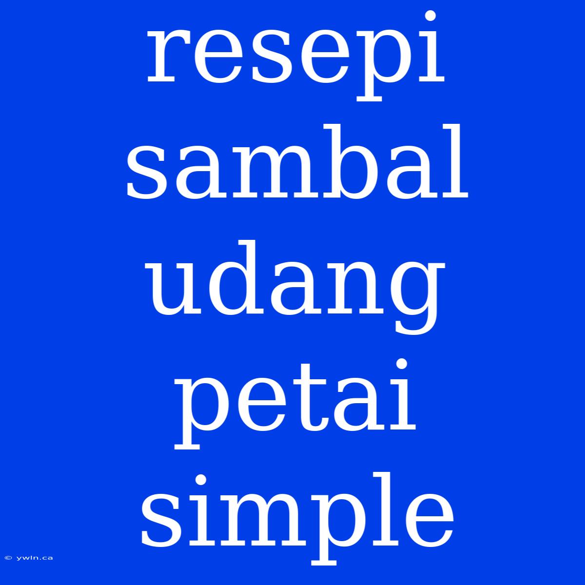 Resepi Sambal Udang Petai Simple