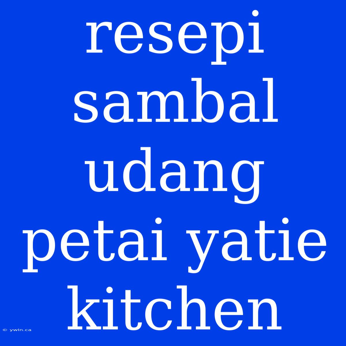 Resepi Sambal Udang Petai Yatie Kitchen