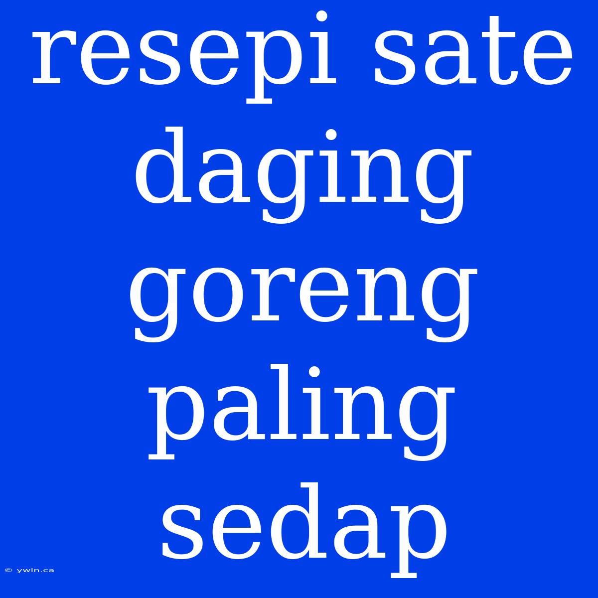 Resepi Sate Daging Goreng Paling Sedap