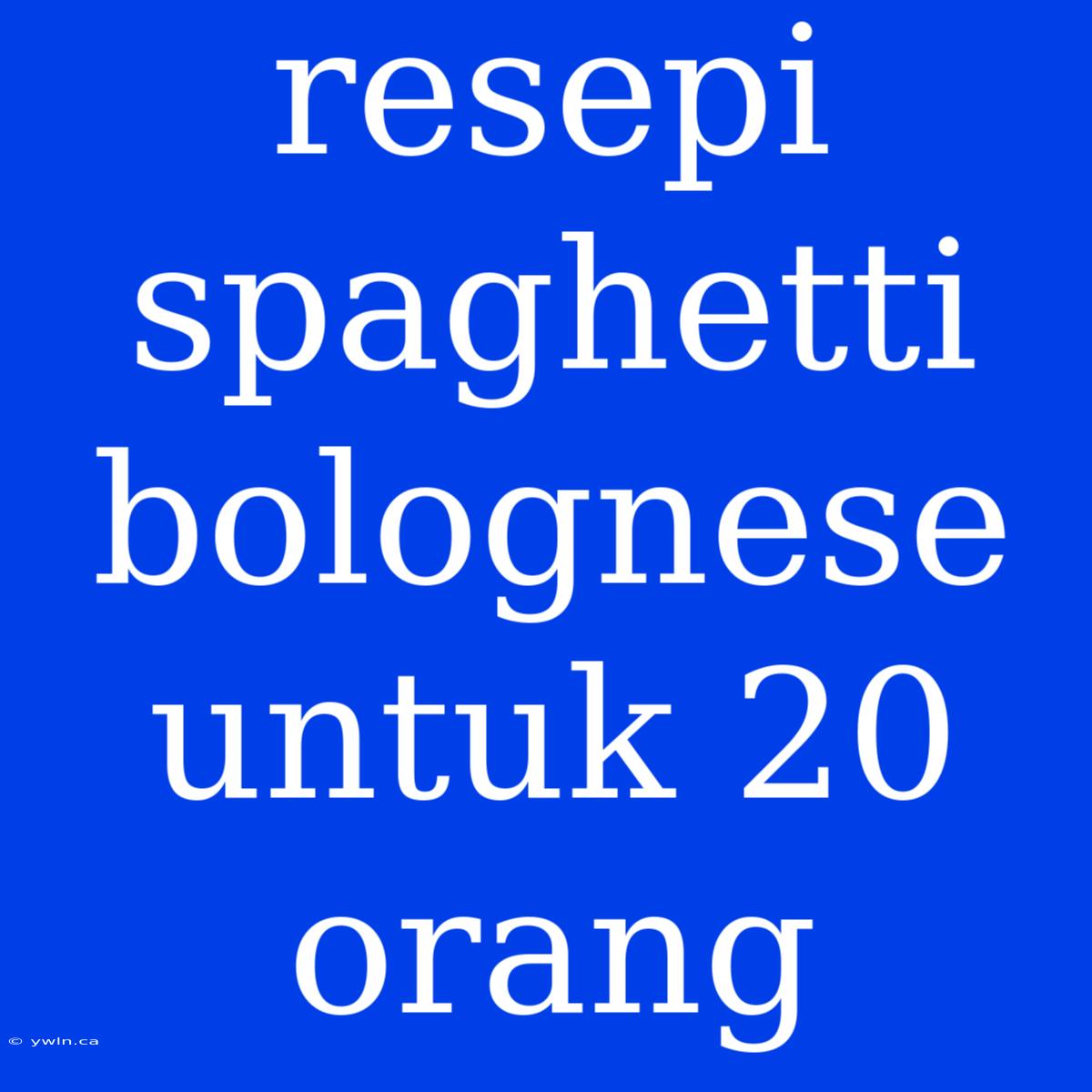 Resepi Spaghetti Bolognese Untuk 20 Orang