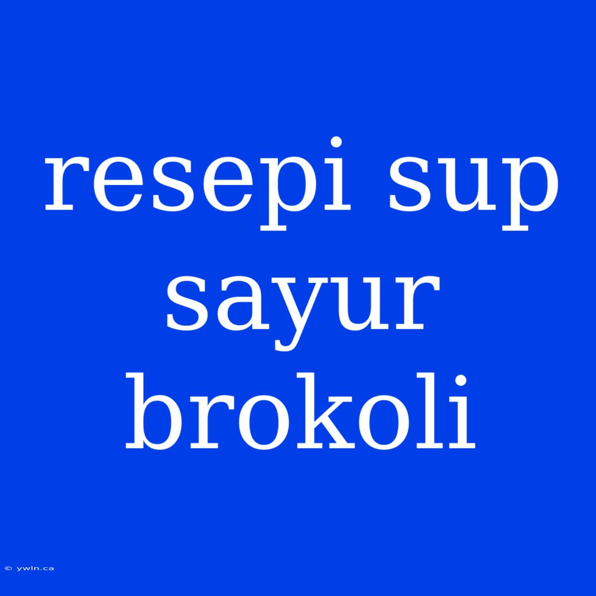 Resepi Sup Sayur Brokoli