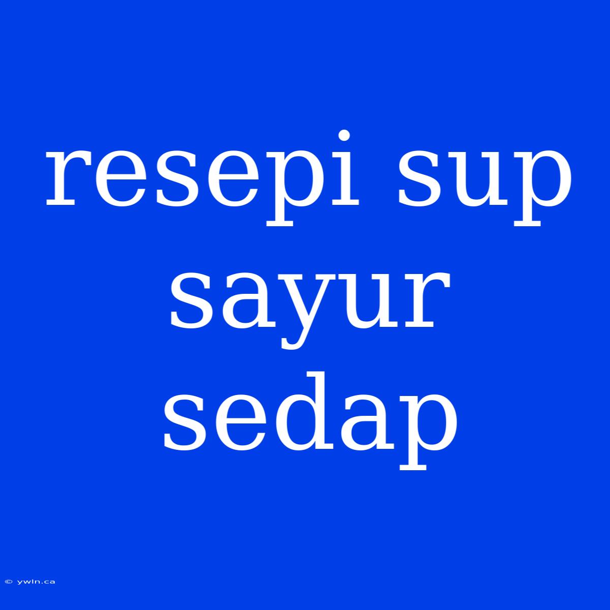 Resepi Sup Sayur Sedap