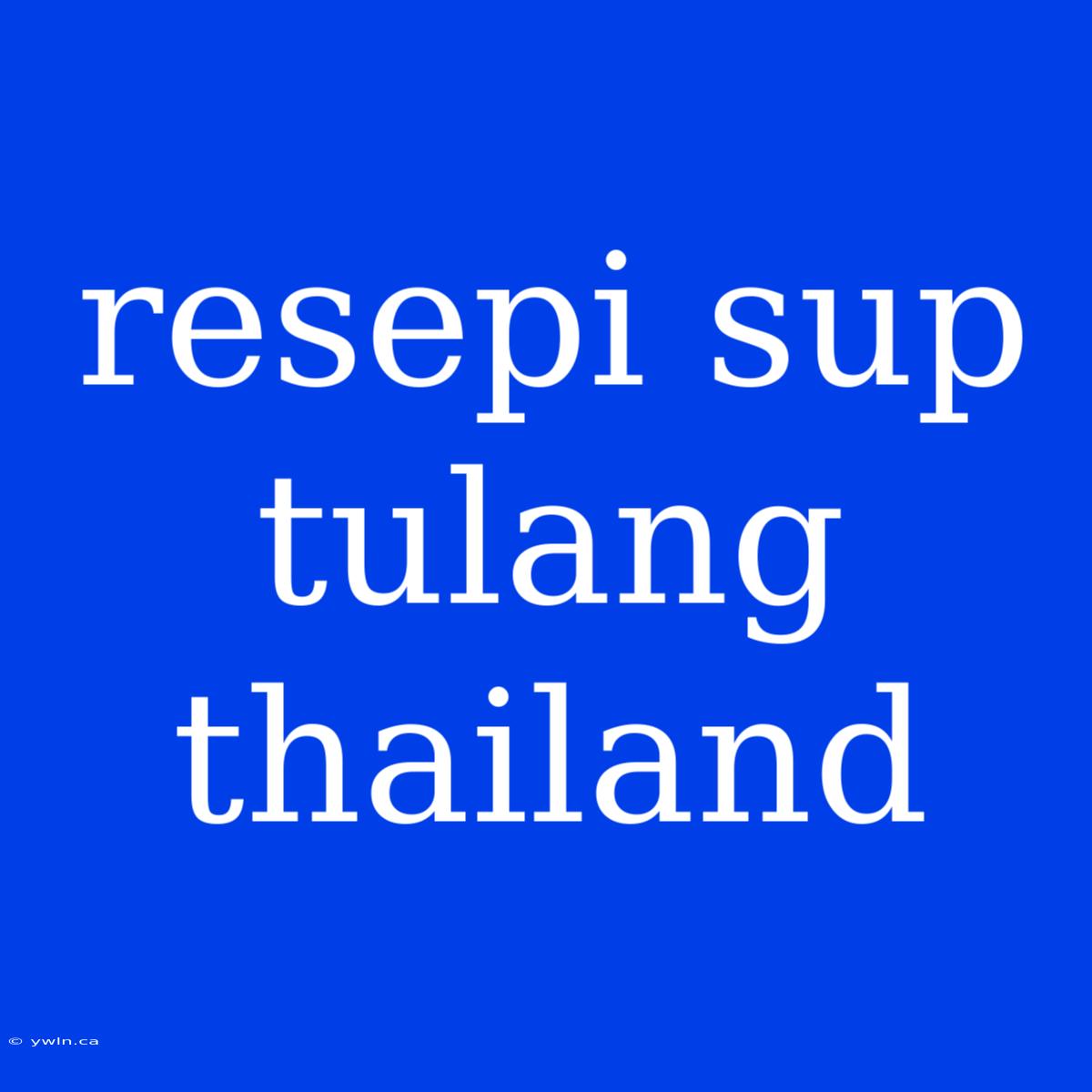 Resepi Sup Tulang Thailand