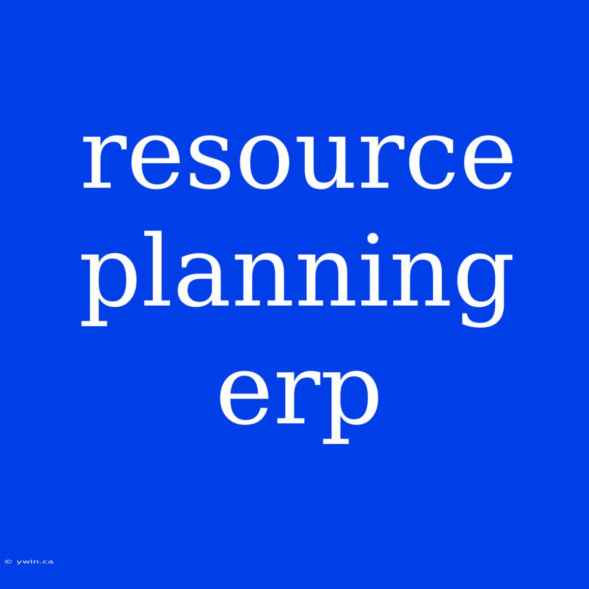 Resource Planning Erp