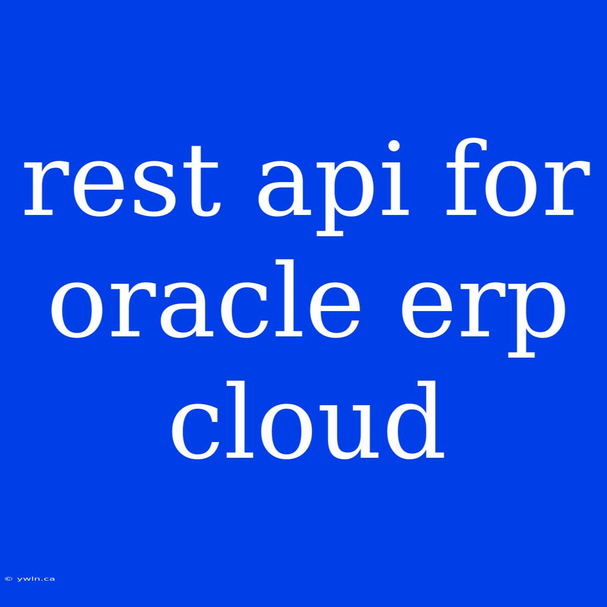 Rest Api For Oracle Erp Cloud