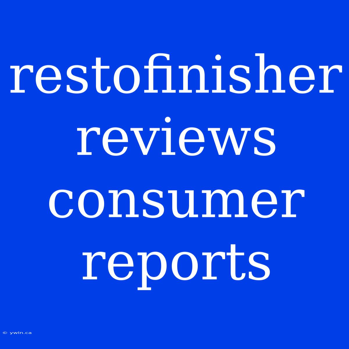 Restofinisher Reviews Consumer Reports