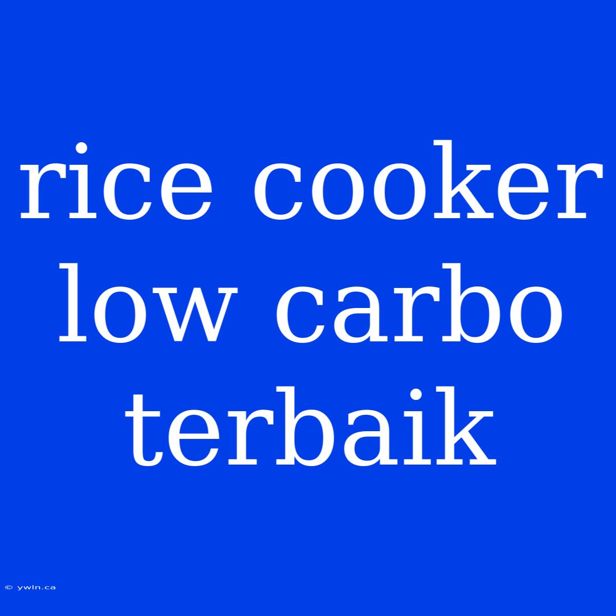 Rice Cooker Low Carbo Terbaik