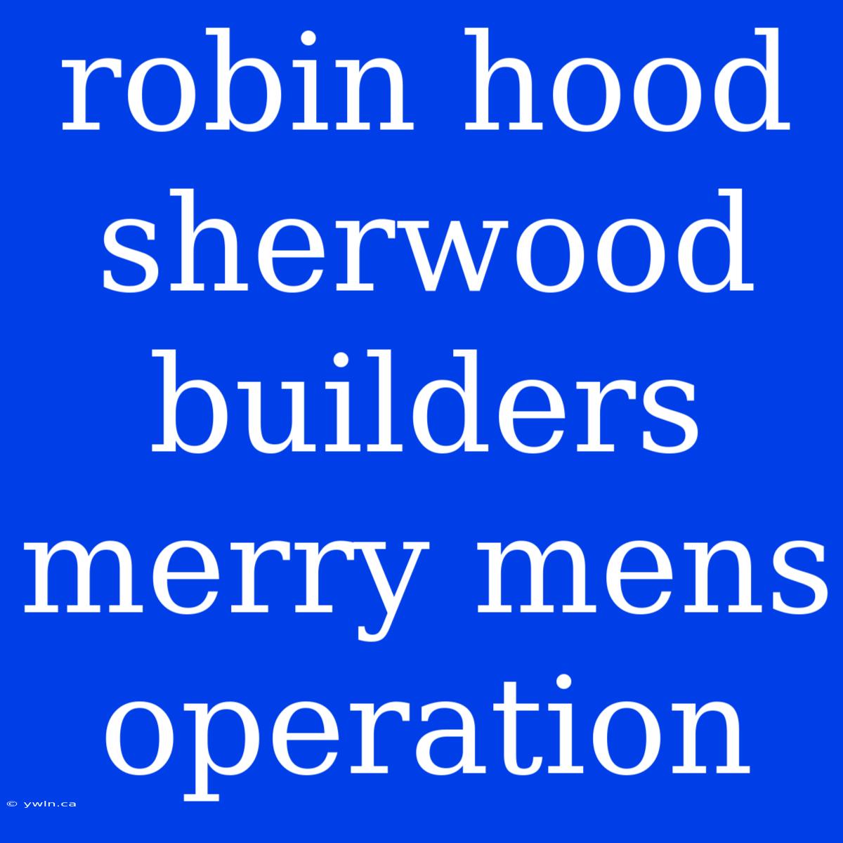 Robin Hood Sherwood Builders Merry Mens Operation