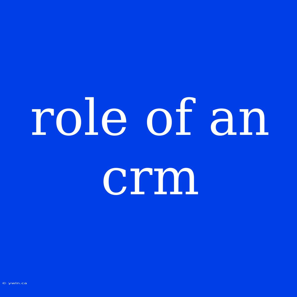 Role Of An Crm