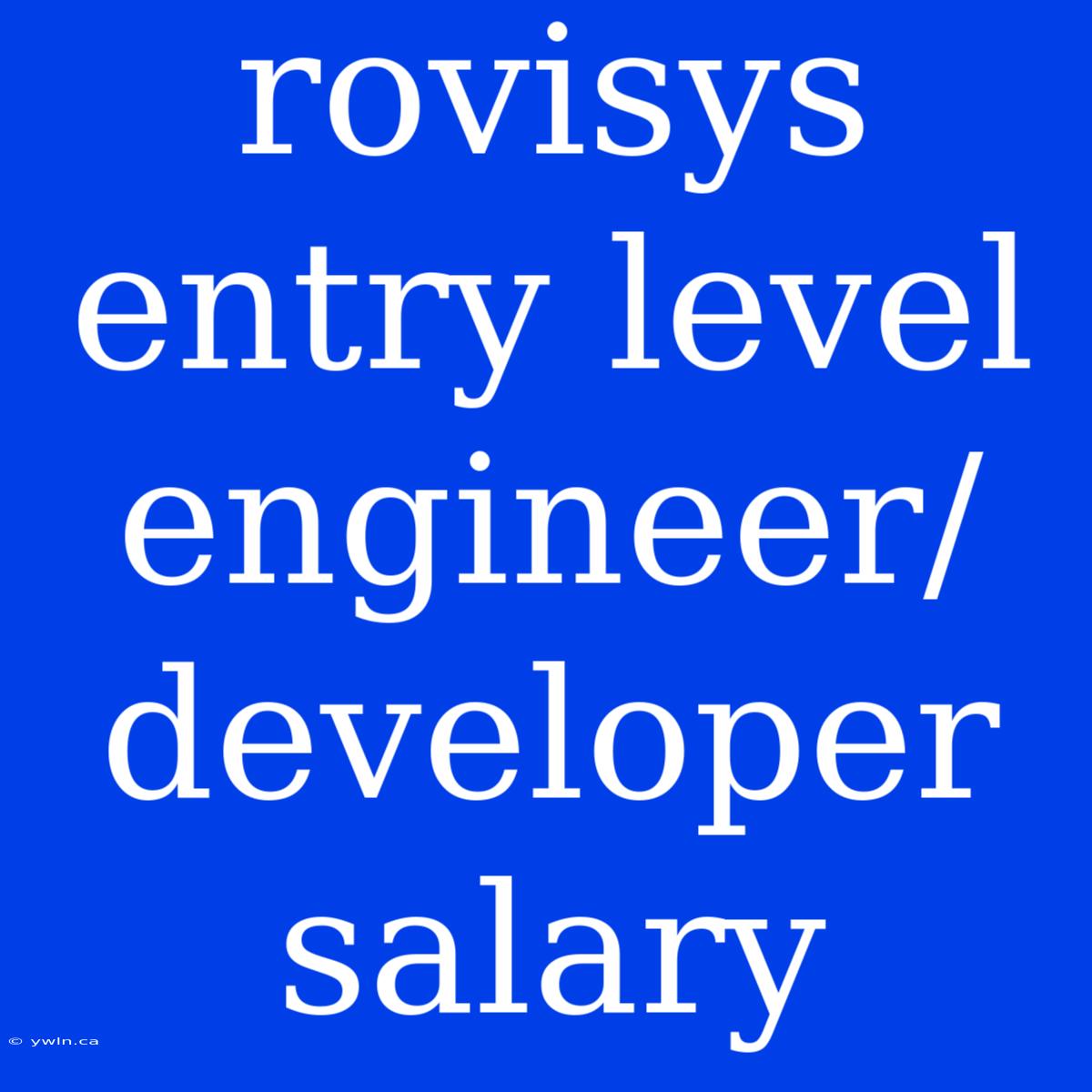 Rovisys Entry Level Engineer/developer Salary