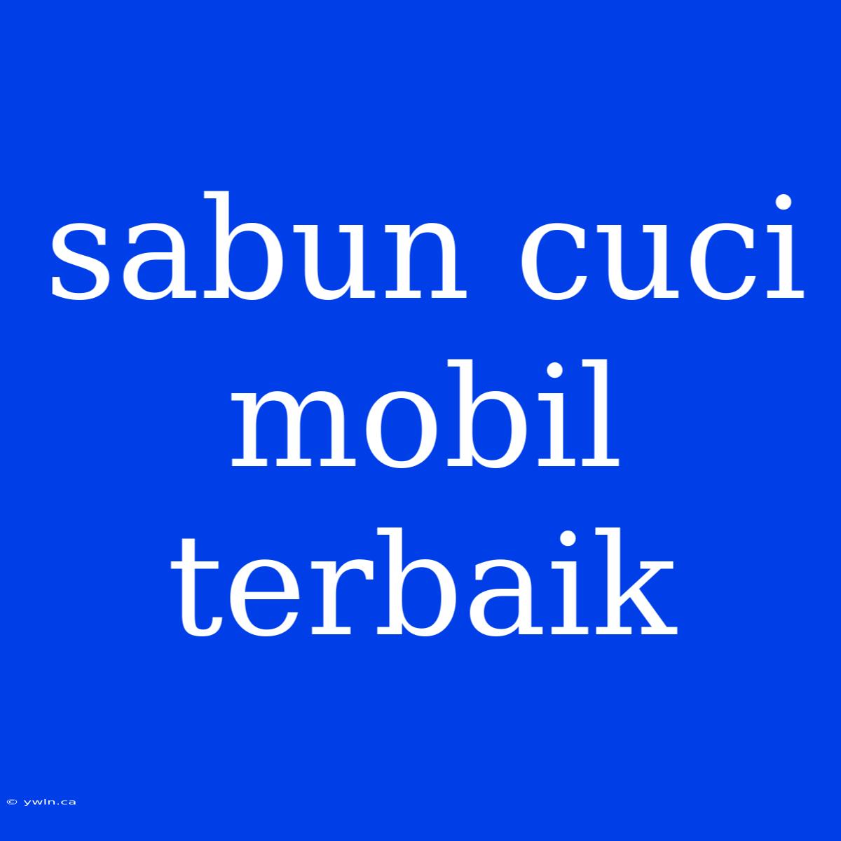 Sabun Cuci Mobil Terbaik