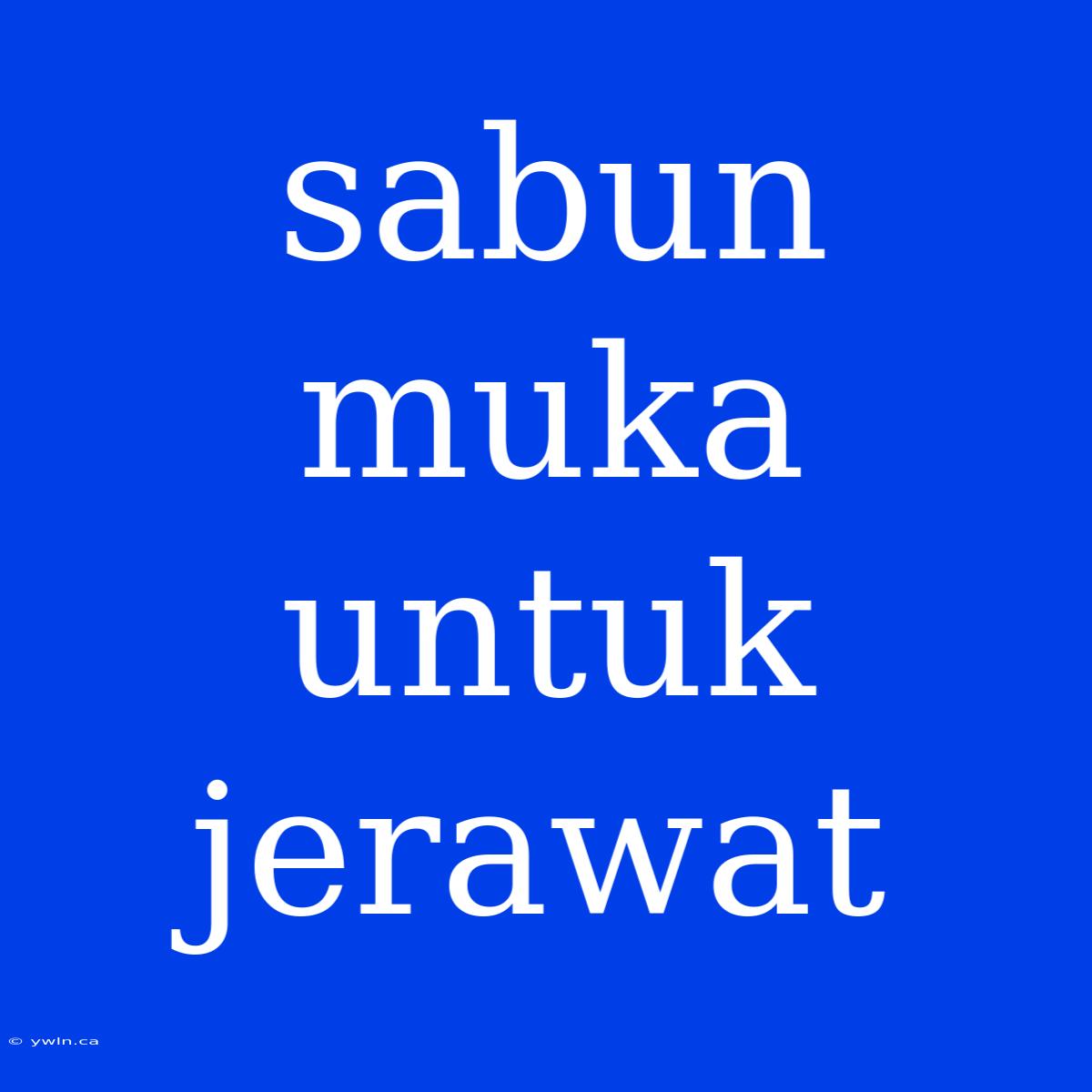 Sabun Muka Untuk Jerawat