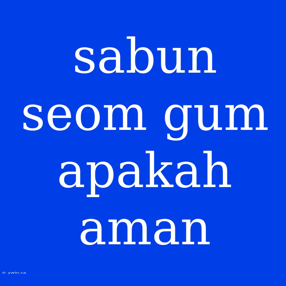 Sabun Seom Gum Apakah Aman