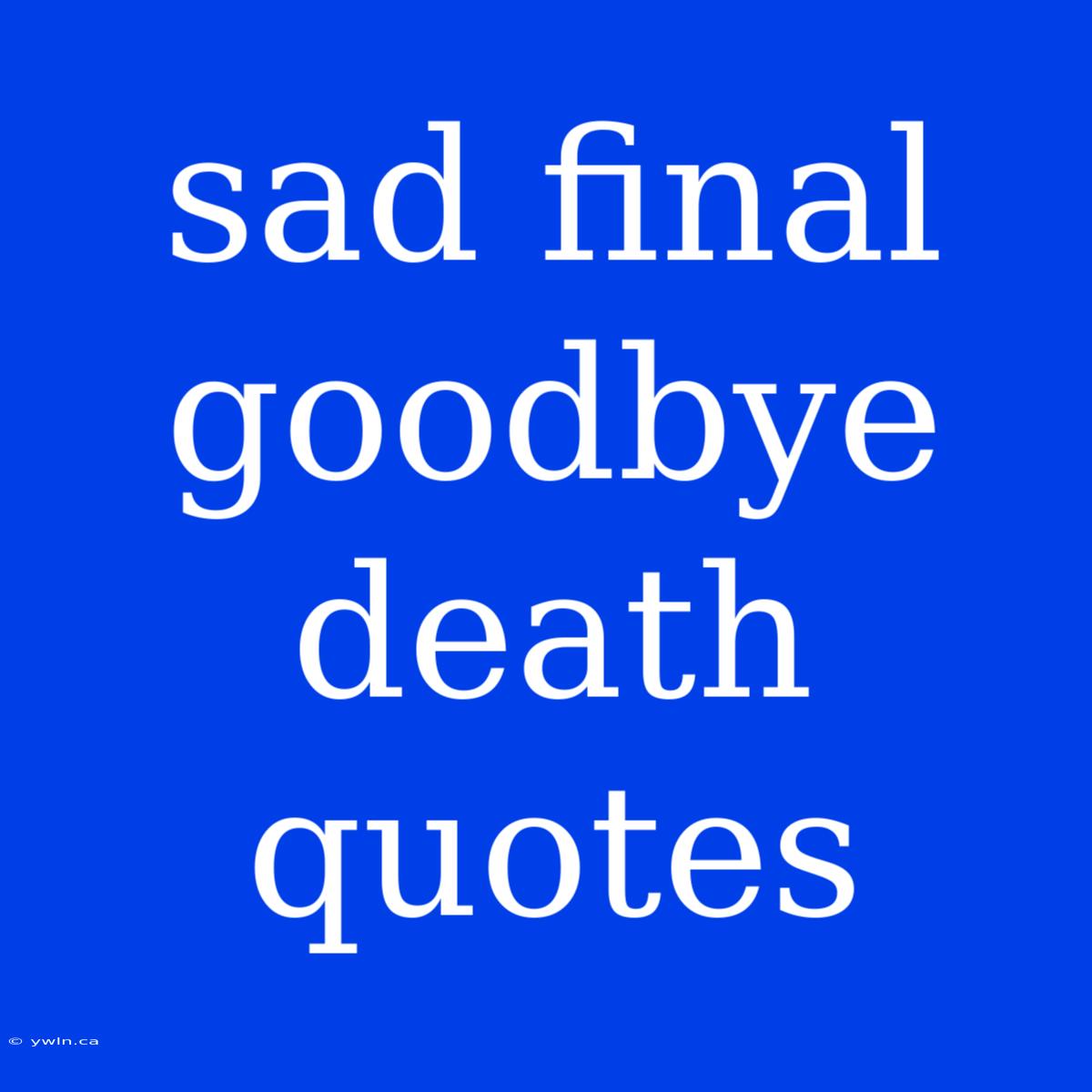 Sad Final Goodbye Death Quotes