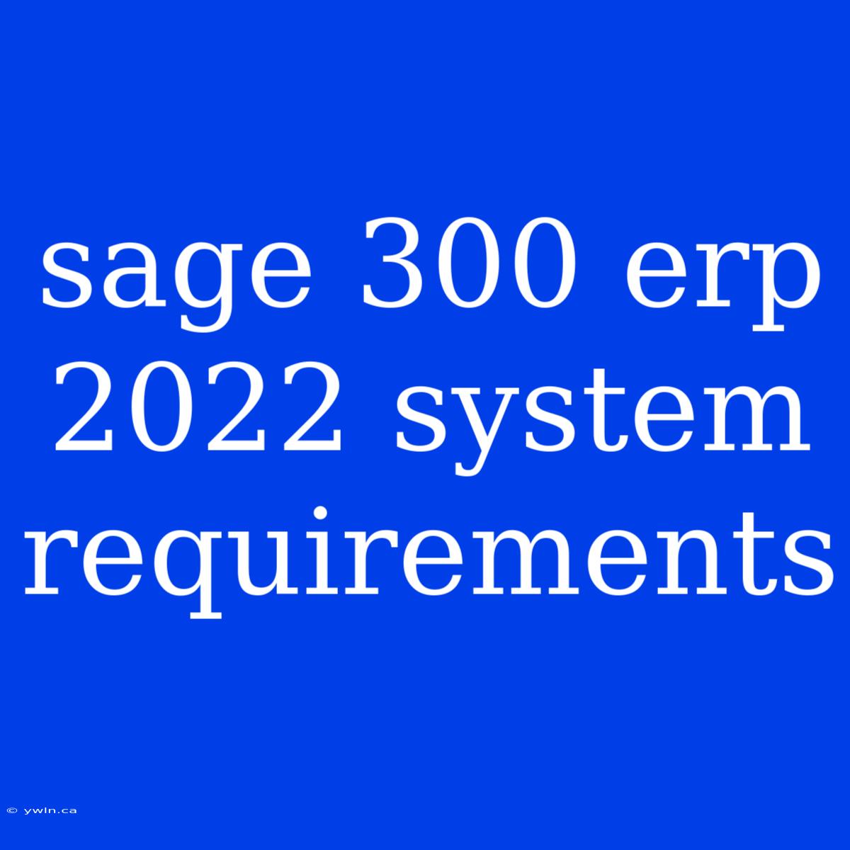 Sage 300 Erp 2022 System Requirements