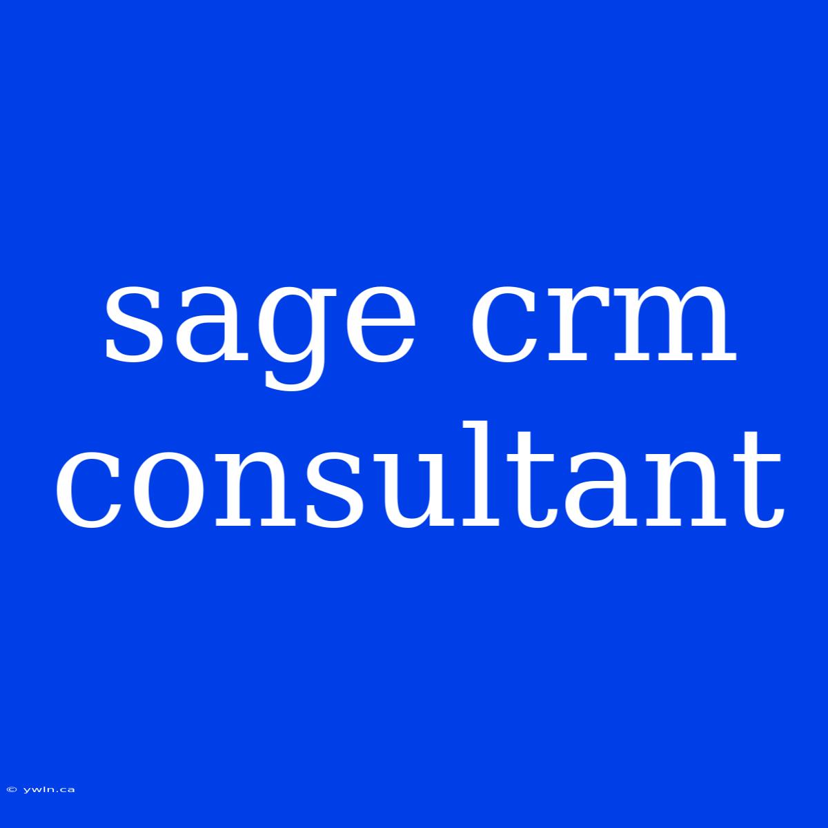 Sage Crm Consultant