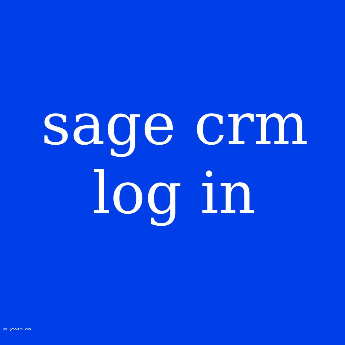 Sage Crm Log In