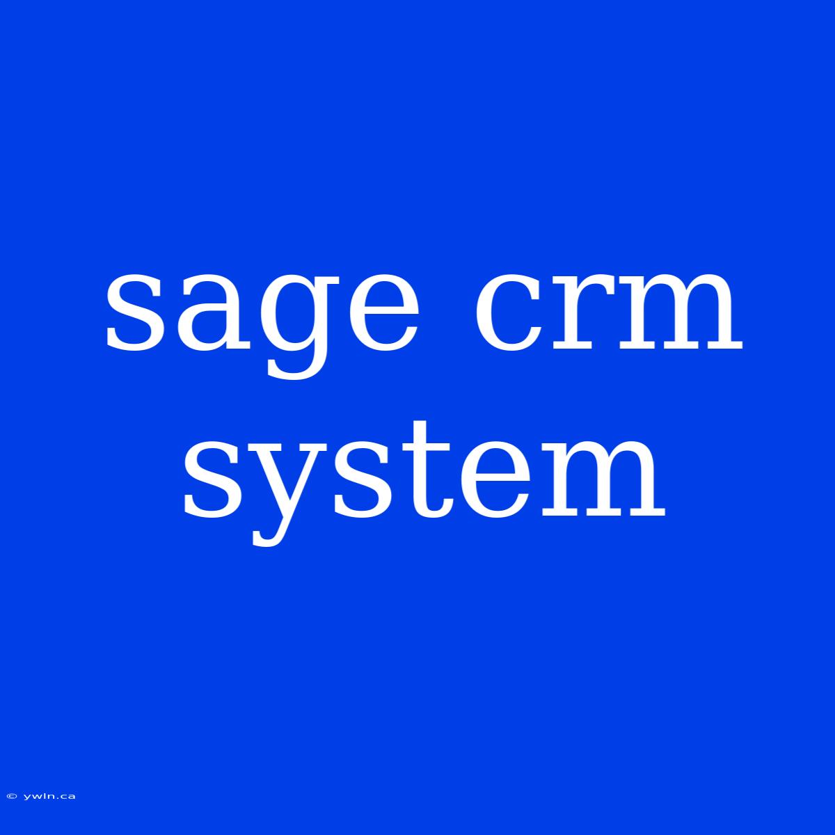 Sage Crm System