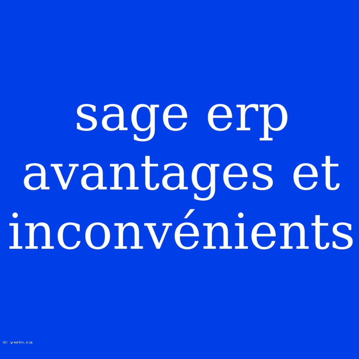 Sage Erp Avantages Et Inconvénients