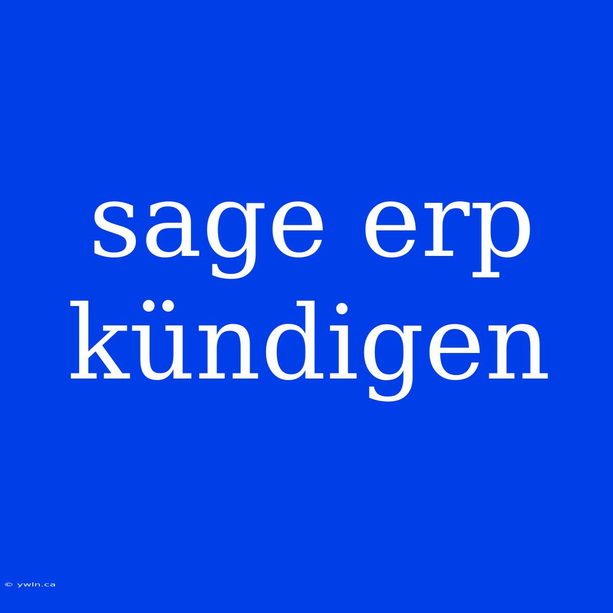 Sage Erp Kündigen