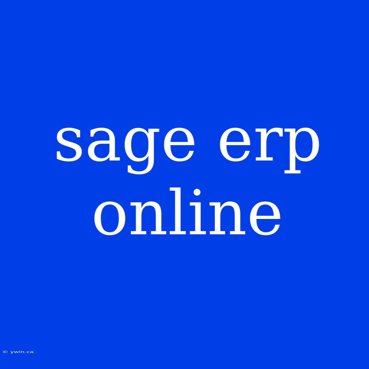 Sage Erp Online