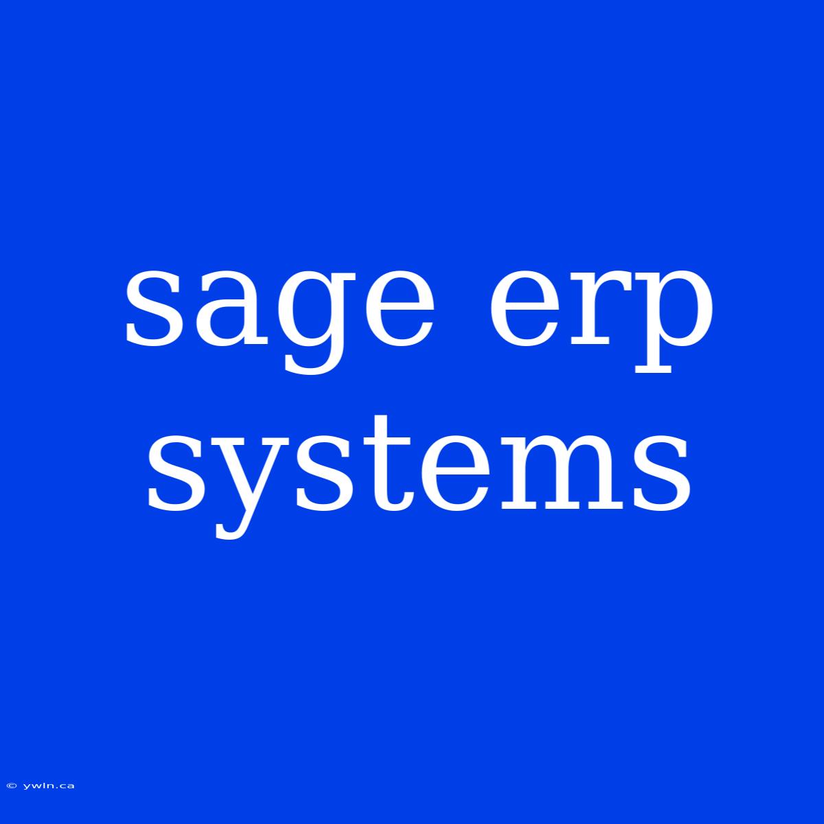 Sage Erp Systems