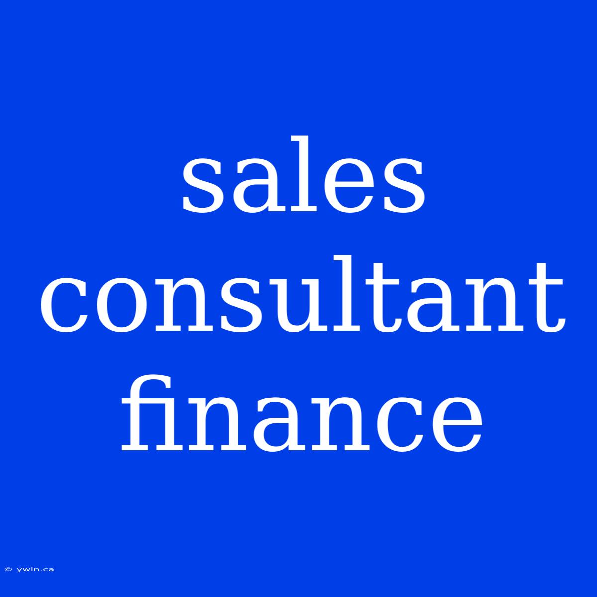 Sales Consultant Finance