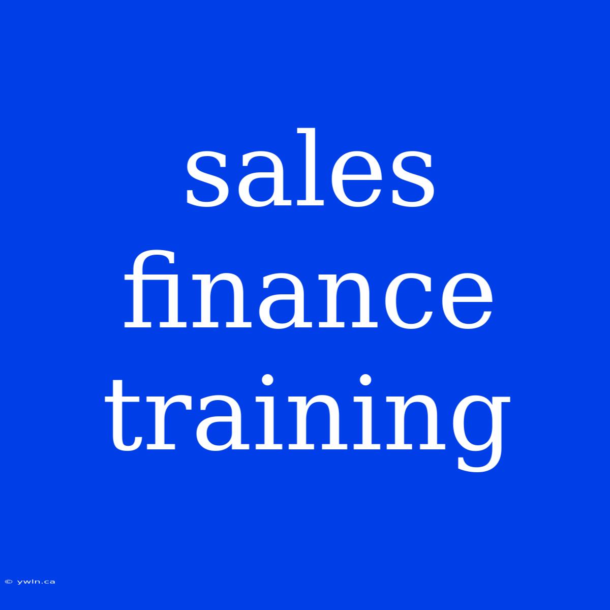 Sales Finance Training