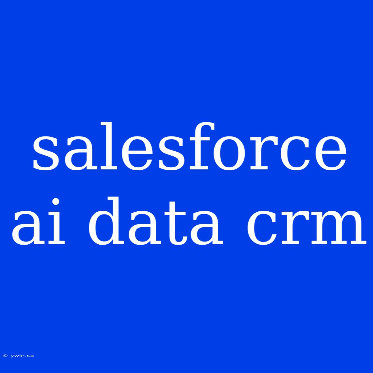 Salesforce Ai Data Crm