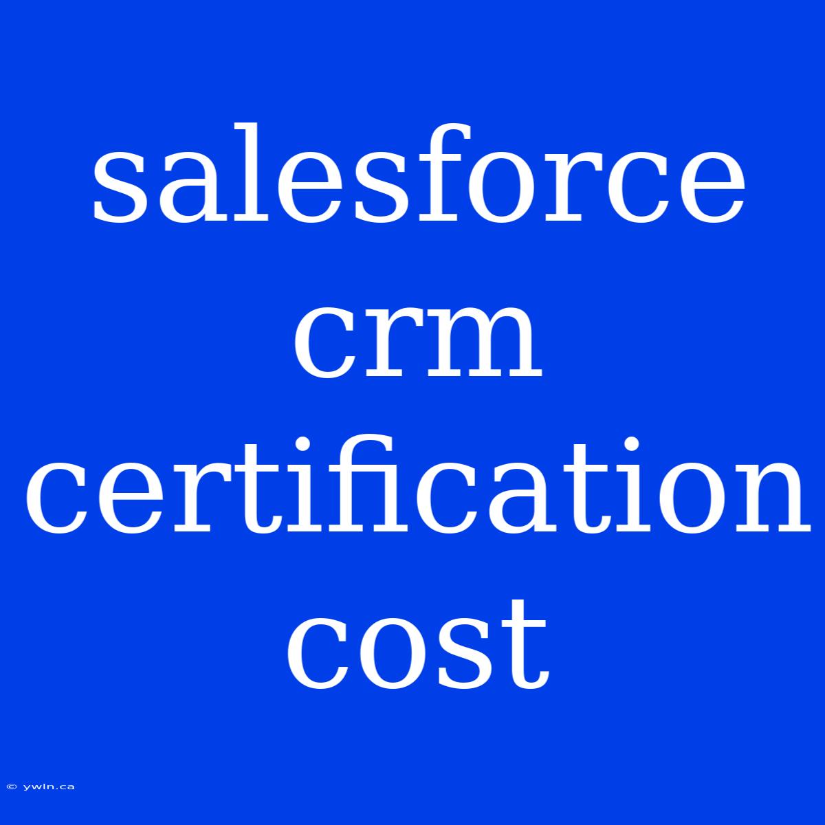 Salesforce Crm Certification Cost