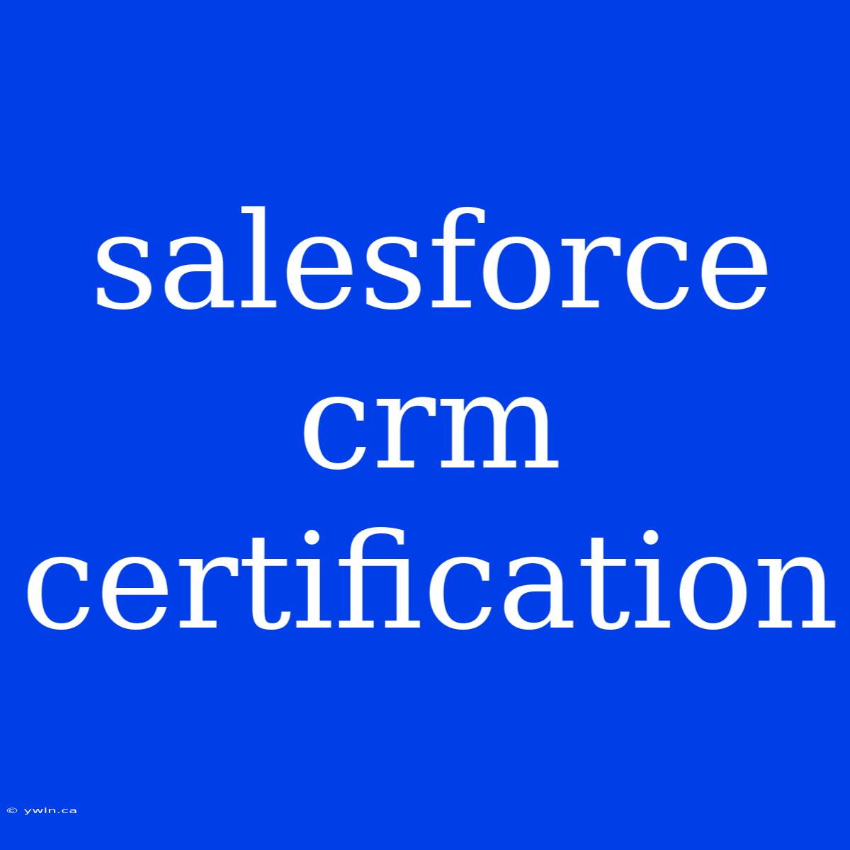 Salesforce Crm Certification