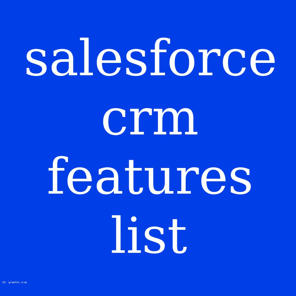 Salesforce Crm Features List