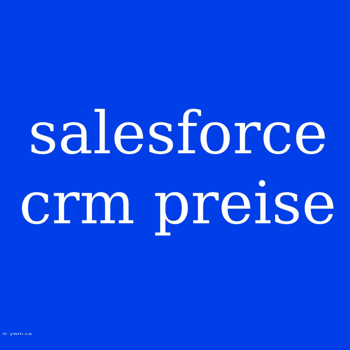 Salesforce Crm Preise