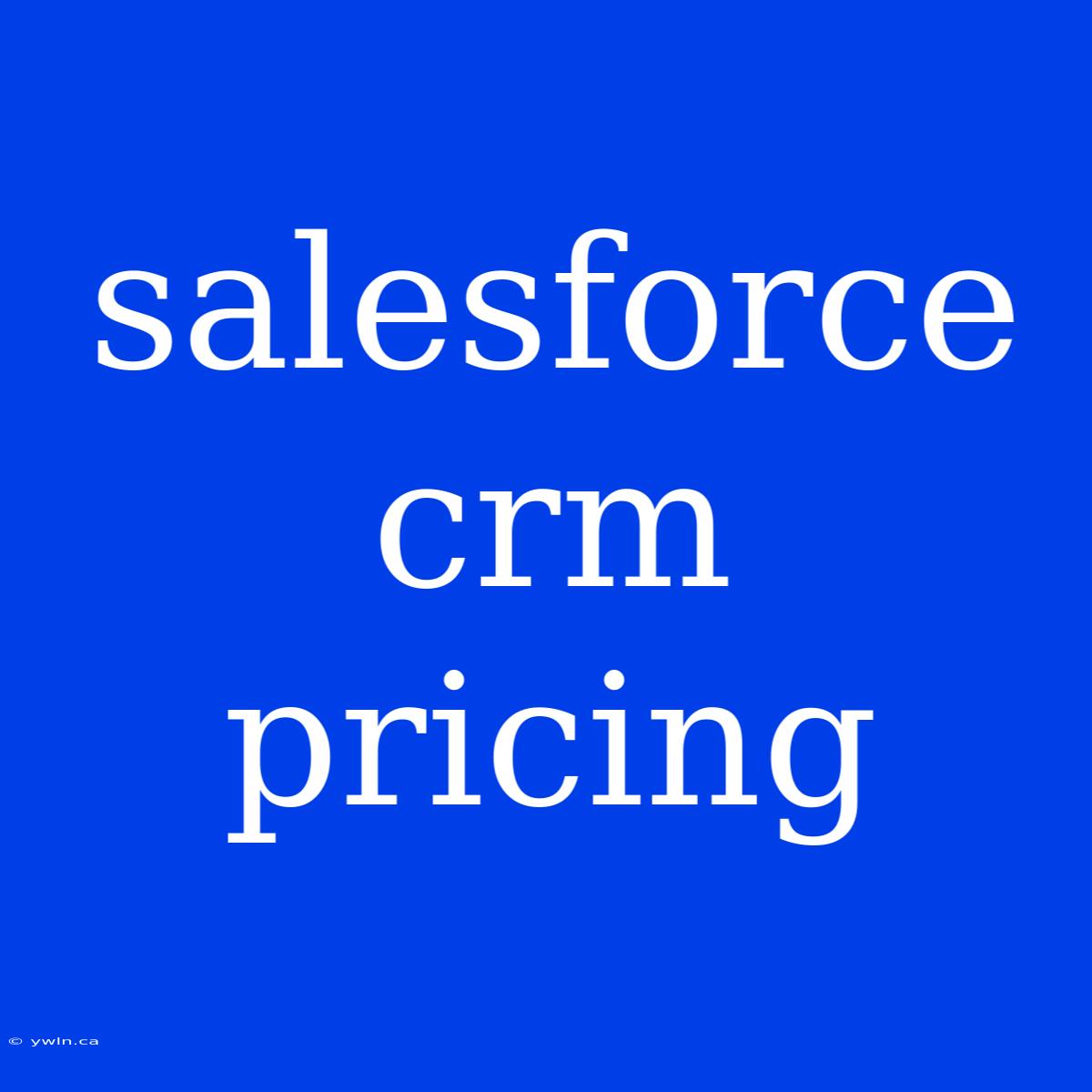 Salesforce Crm Pricing