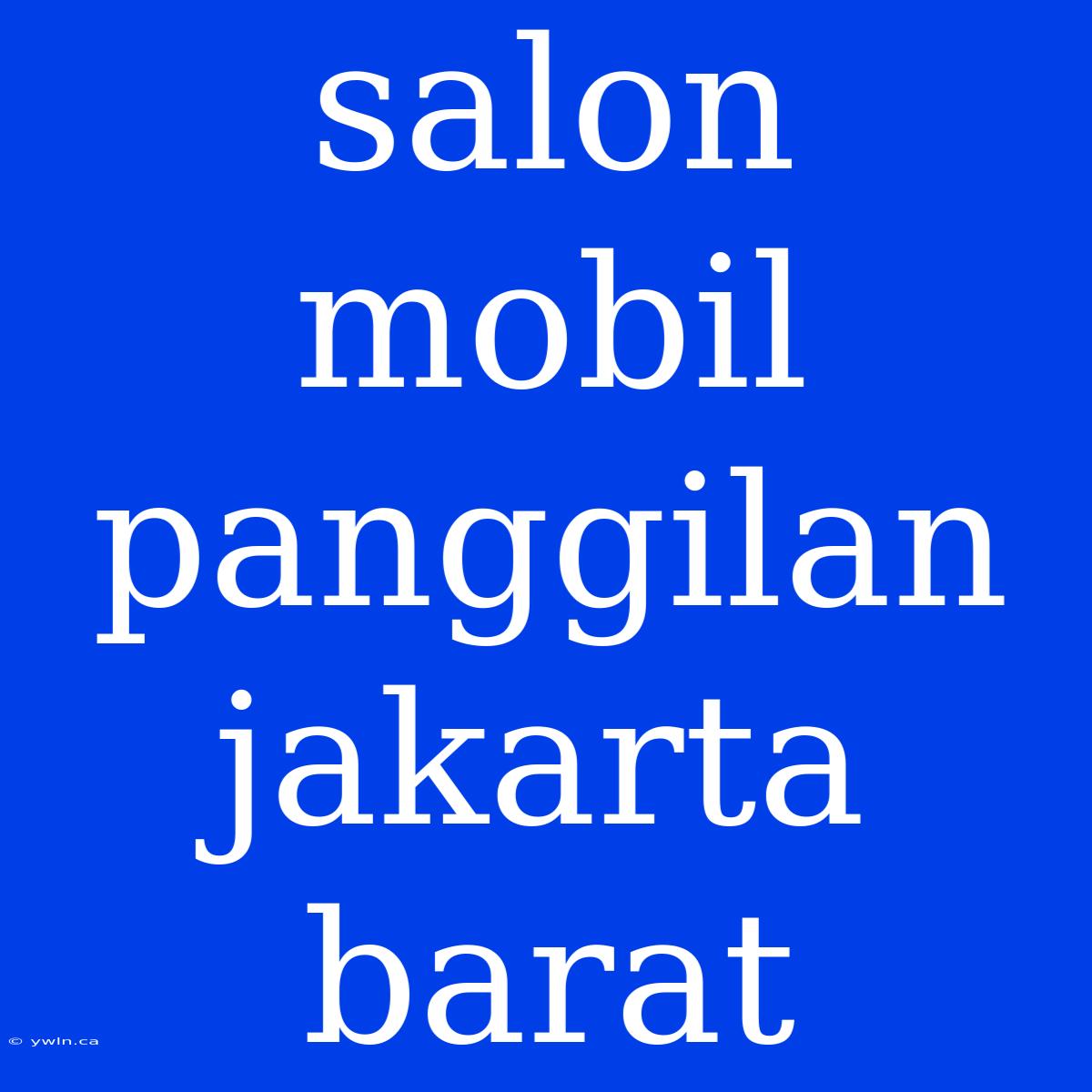 Salon Mobil Panggilan Jakarta Barat