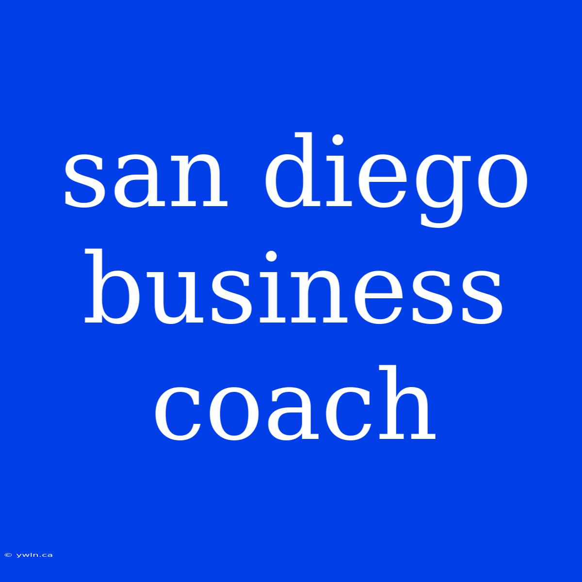 San Diego Business Coach